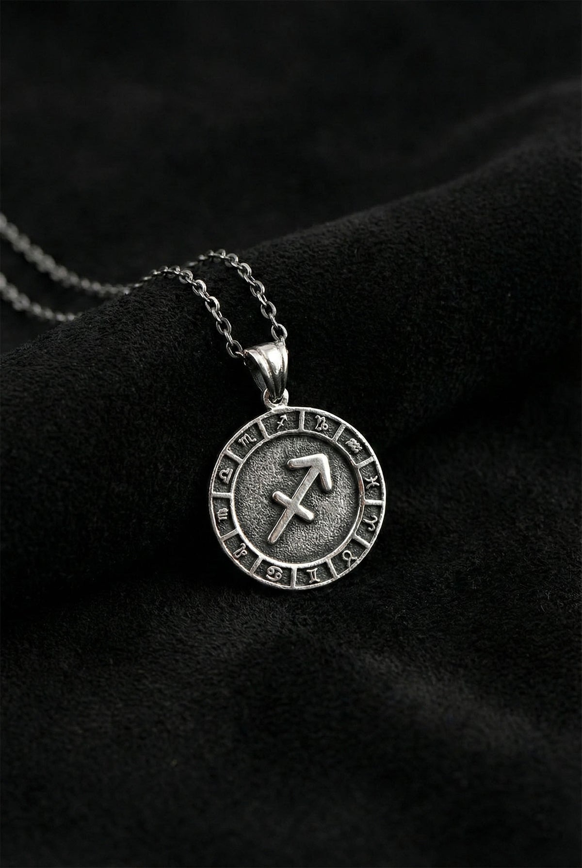 Collier avec roue du signe du zodiaque Sagittaire en argent sterling 925