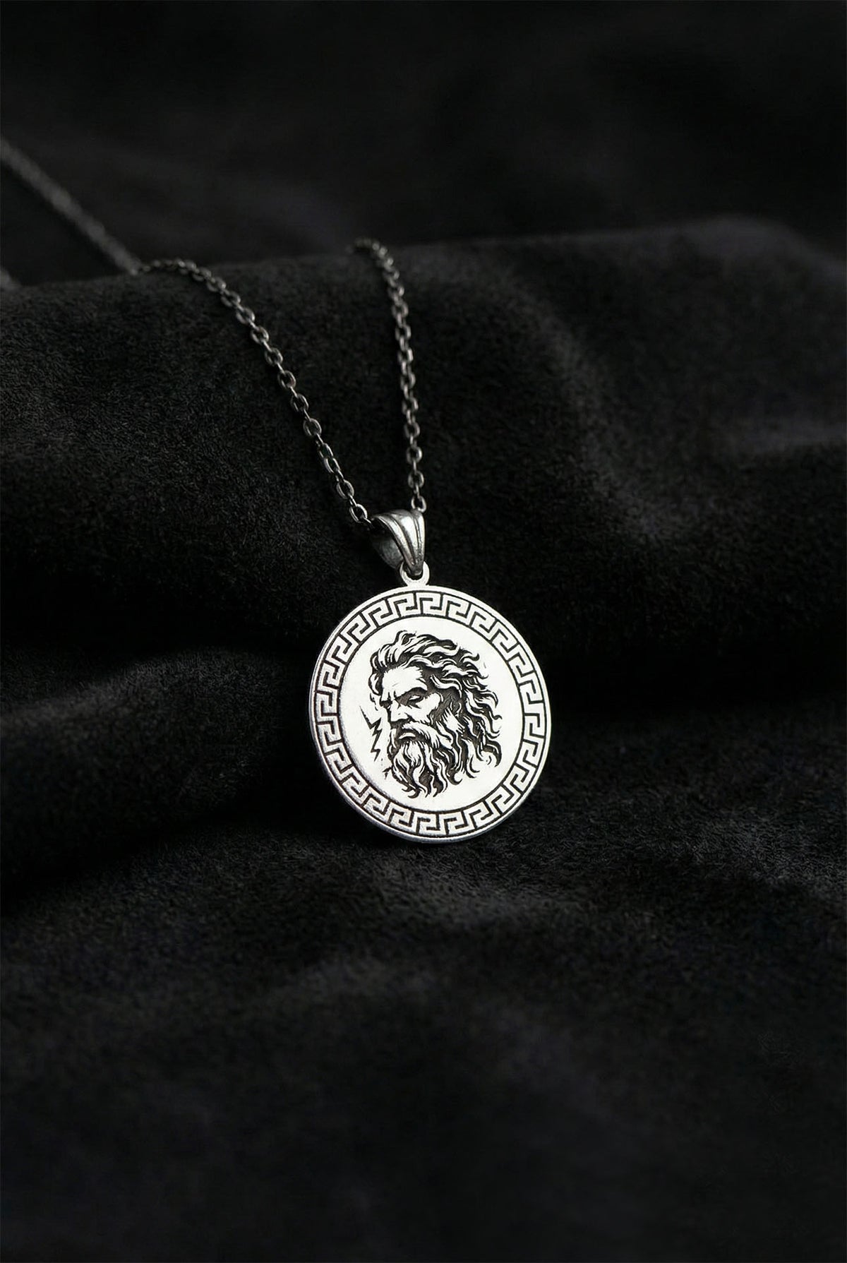 Zeus Silhouette Mythologie Medaillon Halskette aus 925er Sterlingsilber