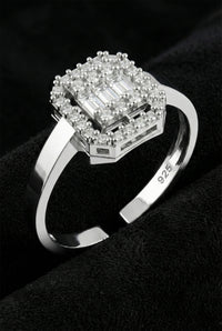 Rhodium 3-Row Baguette Zircon Adjustable Ring | 925 Silver