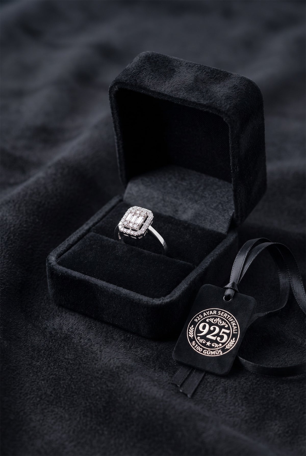 Rhodium 3-Row Baguette Zircon Adjustable Ring | 925 Silver