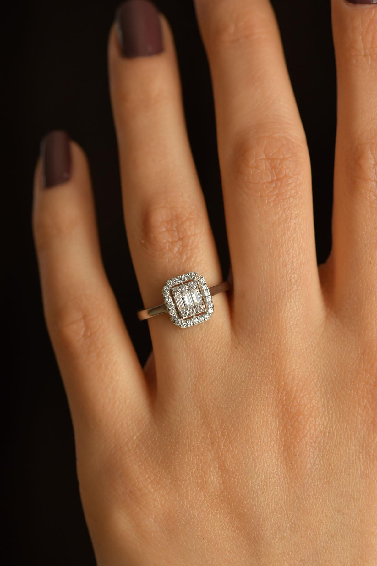 Rhodium 3-Row Baguette Zircon Adjustable Ring | 925 Silver