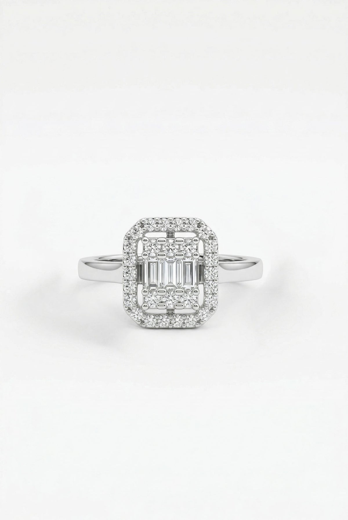 Rhodium 3-Row Baguette Zircon Adjustable Ring | 925 Silver