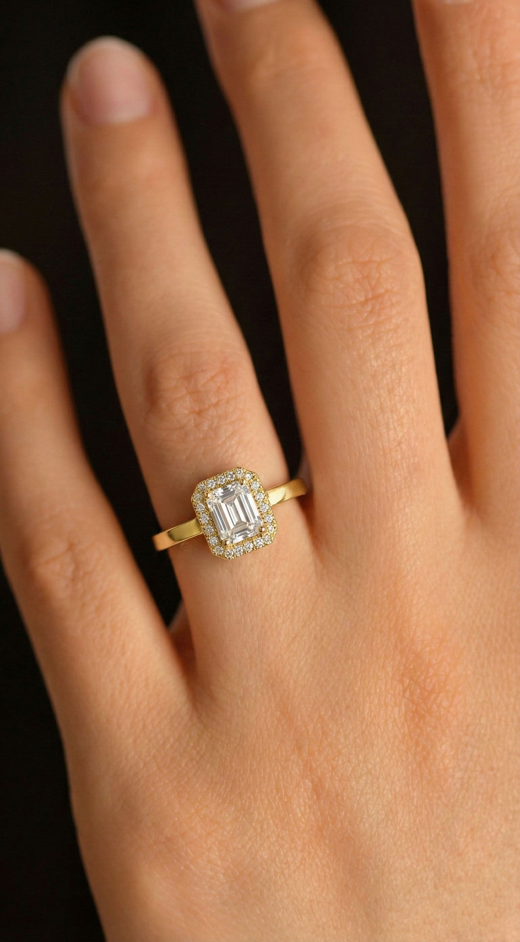 CZ Baguette Ring Gold Plated Silver
