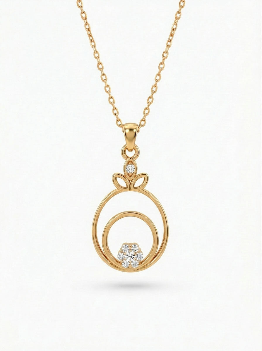 925 Sterling Silver Gold-Plated Zircon Flower Hoop Necklace