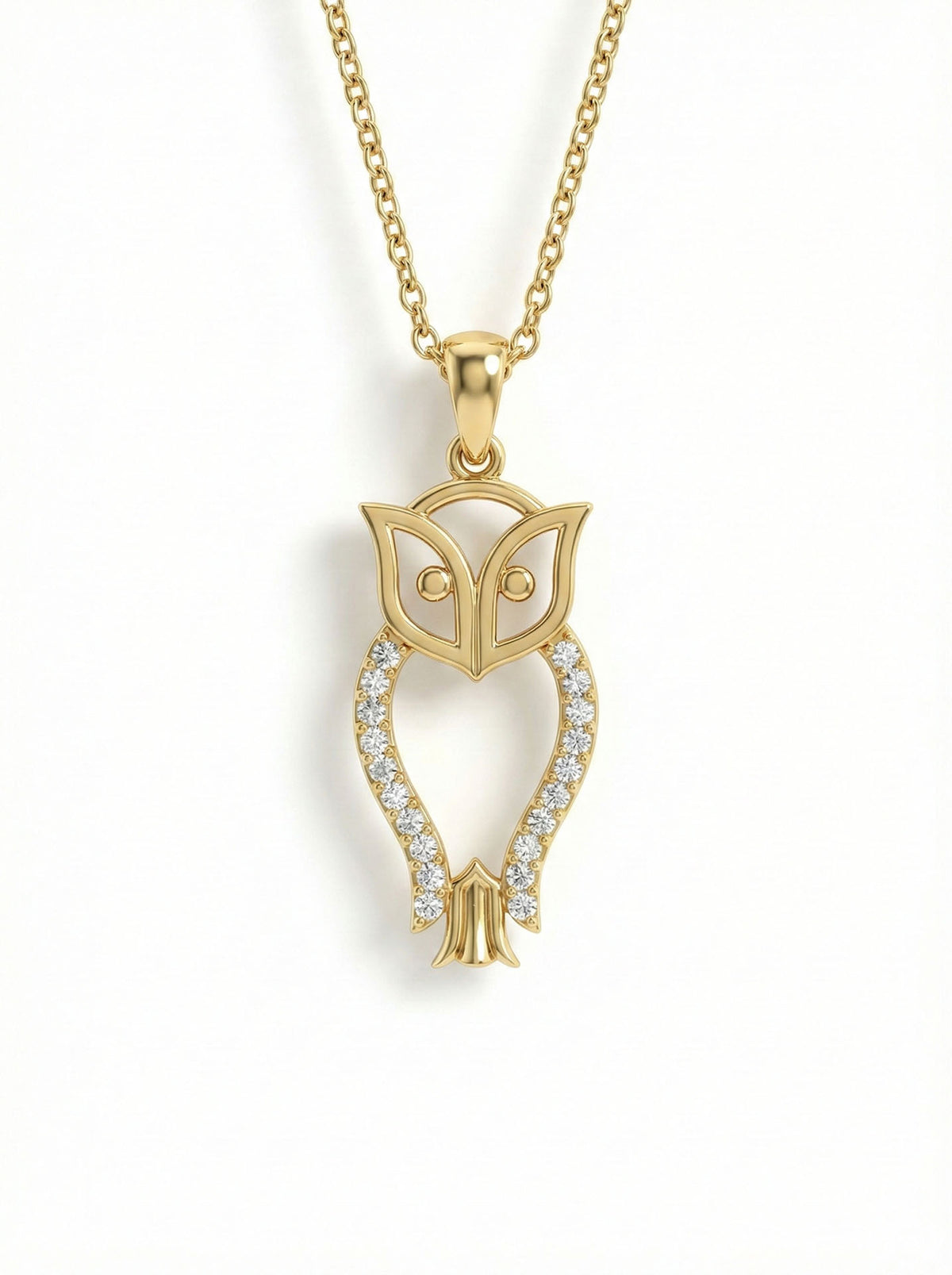 Gold Minimal Owl Necklace with Zircon in 925 sterling silver - view 4