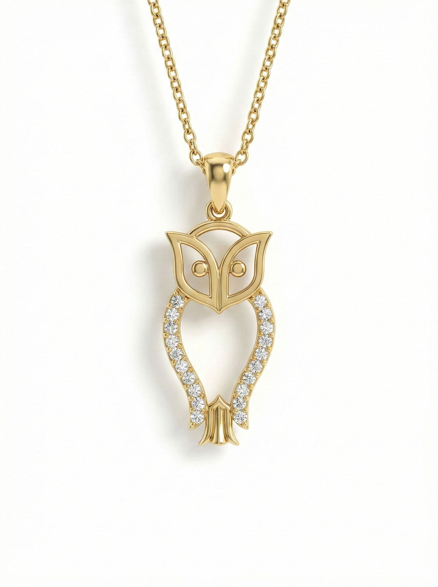 CZ Minimalist Owl Necklace Gold Plated Silver