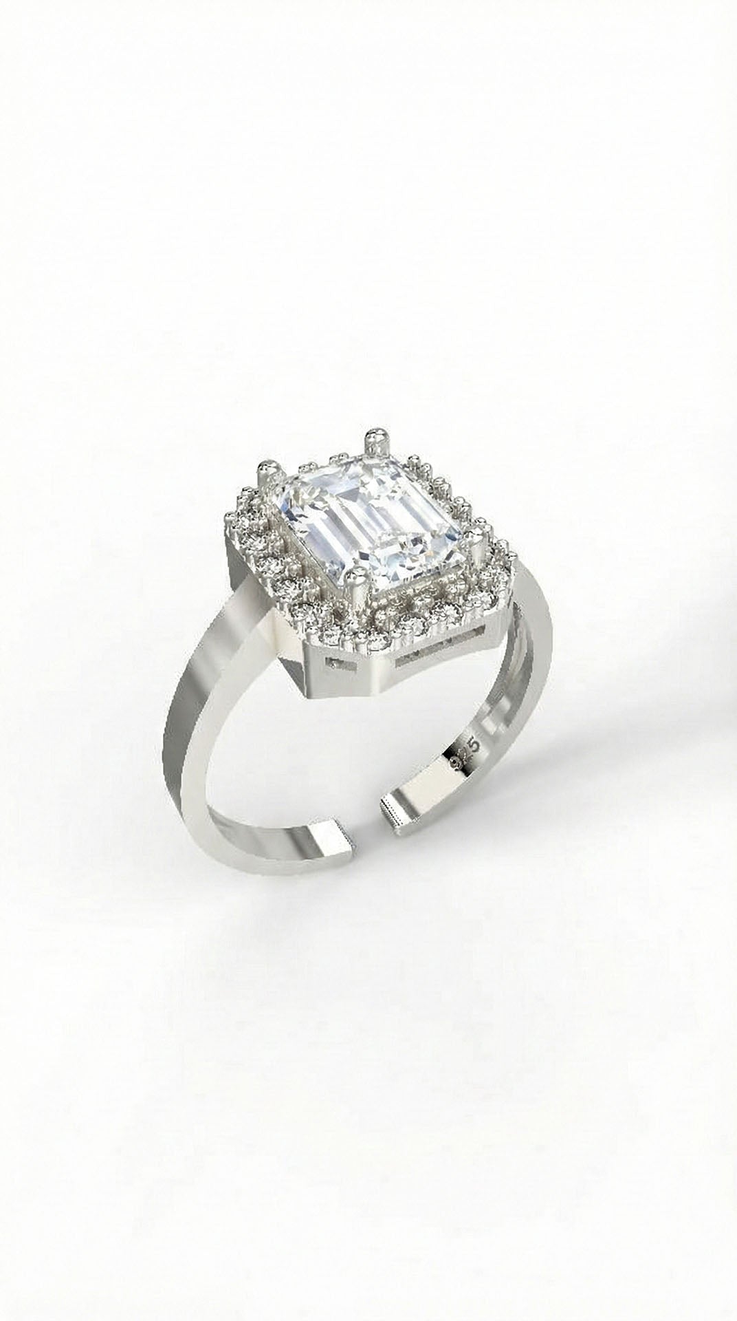 Solitaire Baguette Zircon Adjustable Ring | 925 Silver