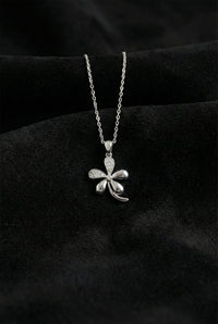 Rhodium Five Leaf Clover Necklace with Zircon | 925 Silver