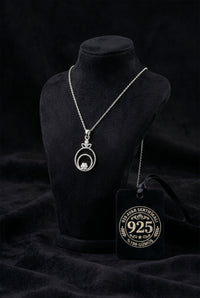 CZ Flower Hoop Necklace Rhodium Plated Silver