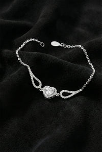 Herzarmband aus Rhodium mit Zirkonia | 925er Silber