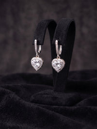 Sparkling Heart Zircon Drop Earrings | 925 Silver