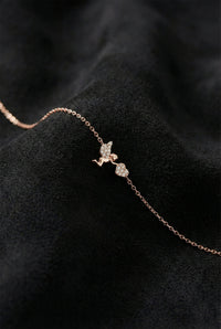 Bracelet cœur en zircon, motif ange cupidon, or rose | Argent 925