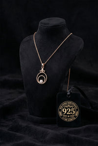 925 Ayar Zirkon Taşlı Rose Çiçekli Halka Gümüş Kolye