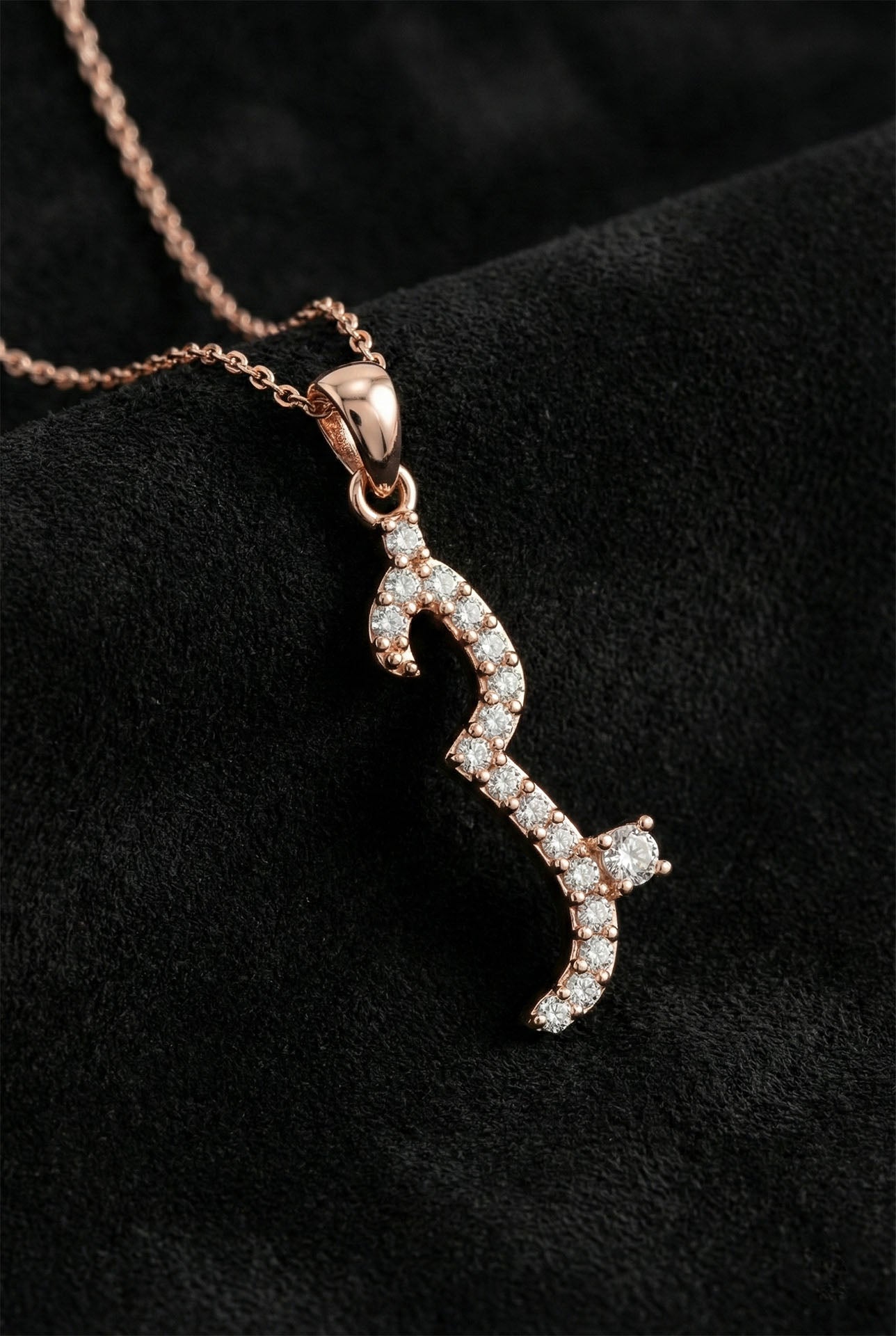 CZ Hub Love Engraved Necklace Rose Gold Plated Silver