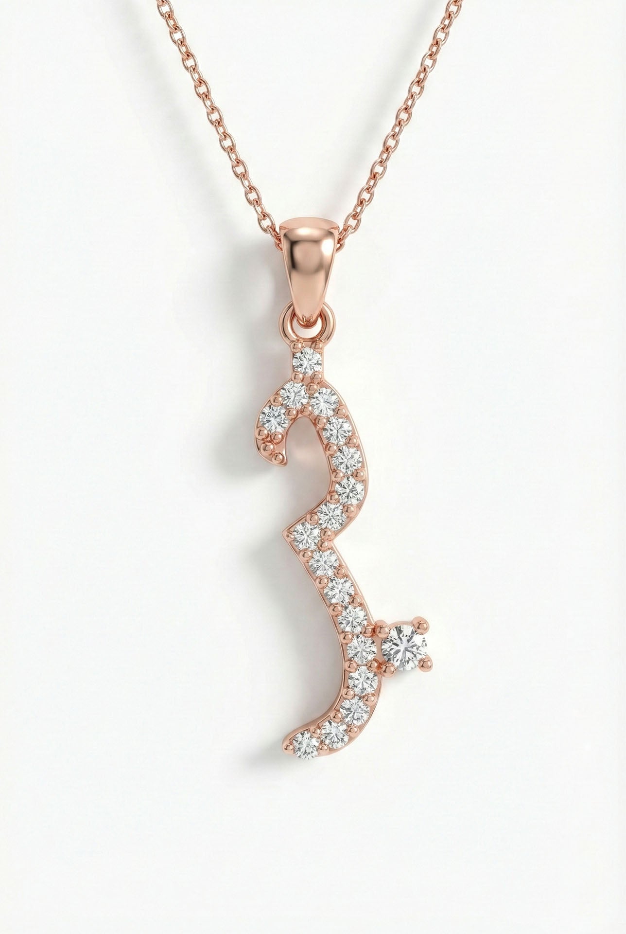 CZ Hub Love Engraved Necklace Rose Gold Plated Silver