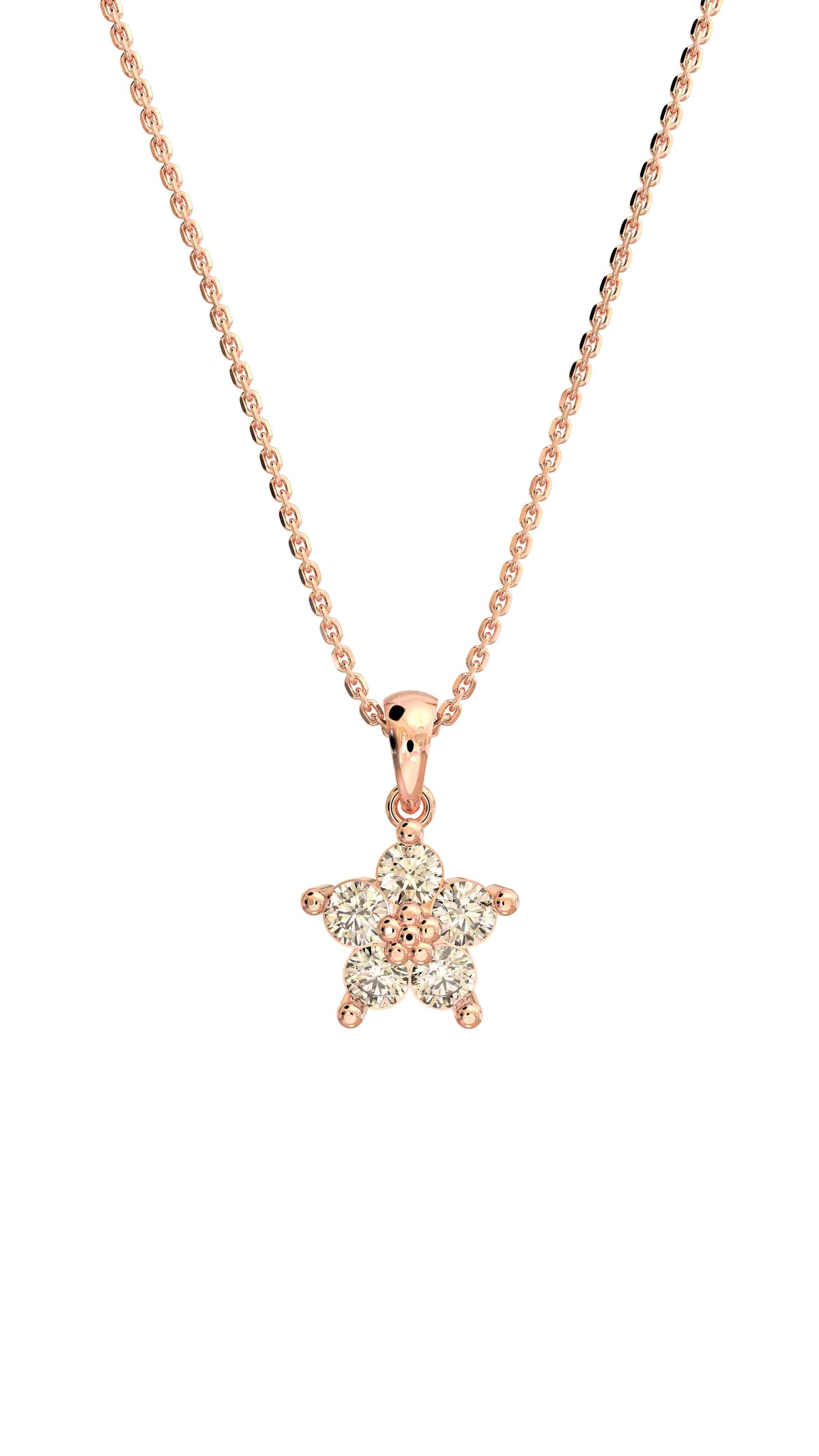 Rose Gold Zircon Magnolia Flower Necklace in 925 sterling silver - view 4
