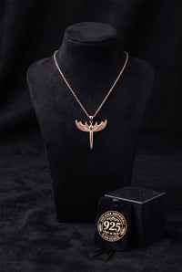 925 Sterling Silver Rose Gold Zircon Archangel Michael Sword Pendant Necklace