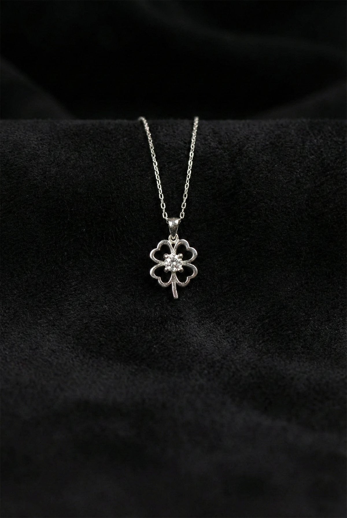 Solitaire Four Leaf Clover Necklace Zircon | 925 Silver