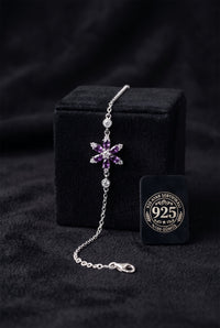 Rhodium Amethyst Lotus Flower Bracelet | 925 Silver