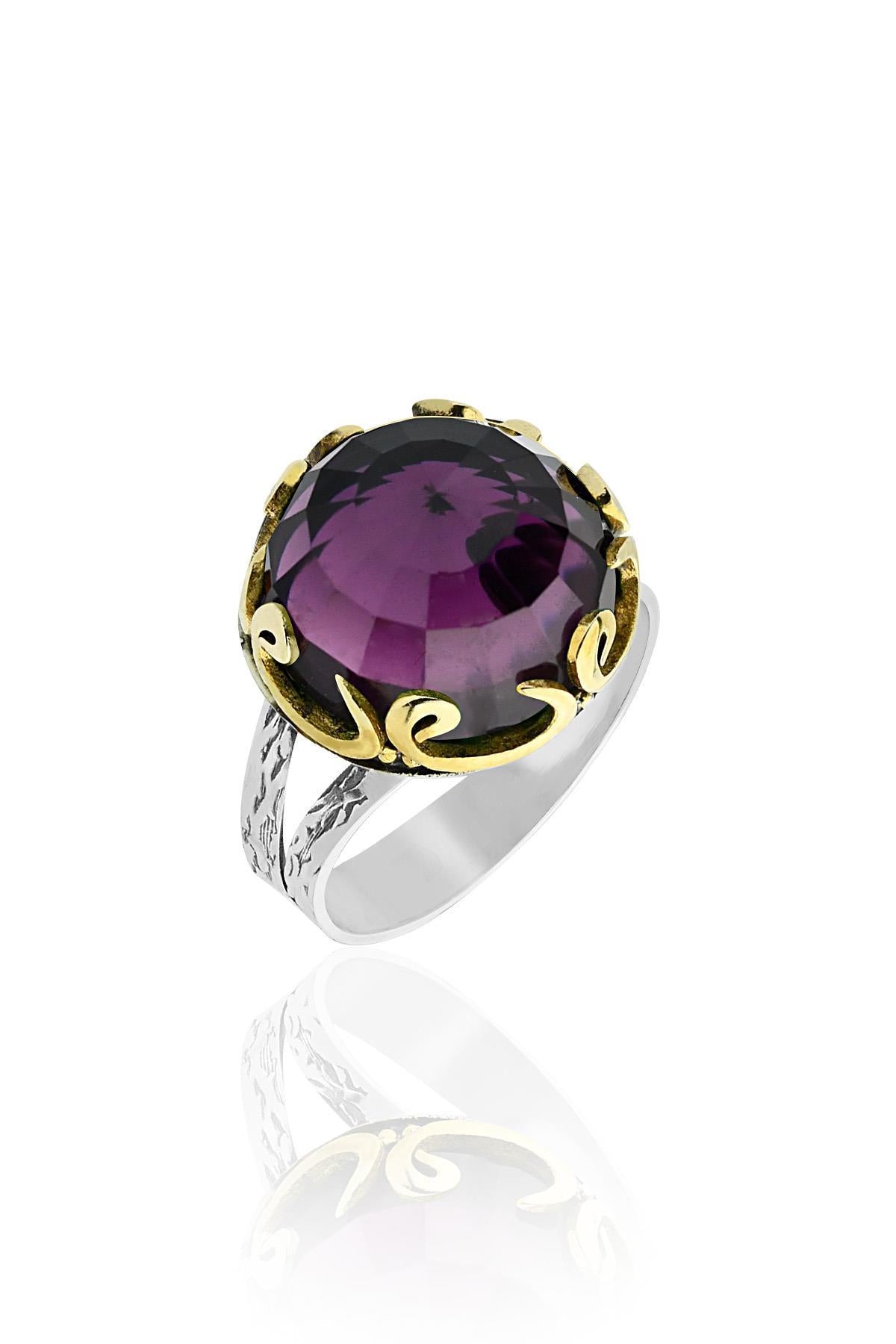 Amethyst Vav Letter Motif Traditional Set Silver