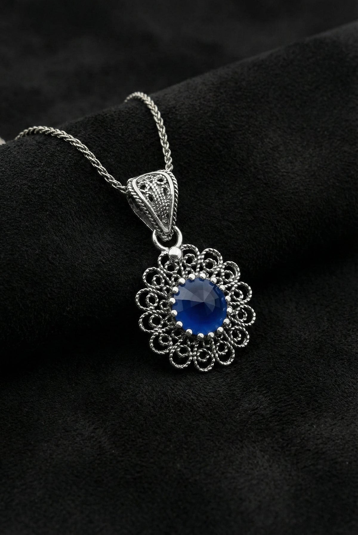 Blue Topaz December Birthstone Necklace in 925 sterling silver