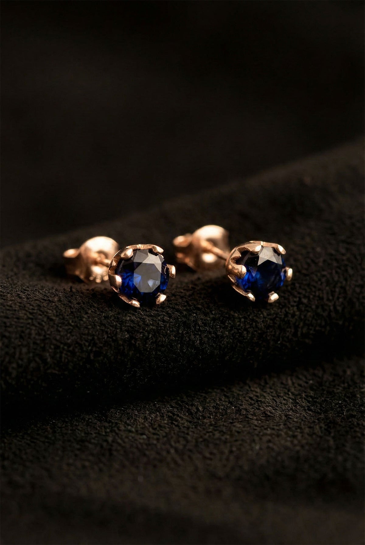 December Blue Topaz Birthstone Rose Studs in 925 sterling silver