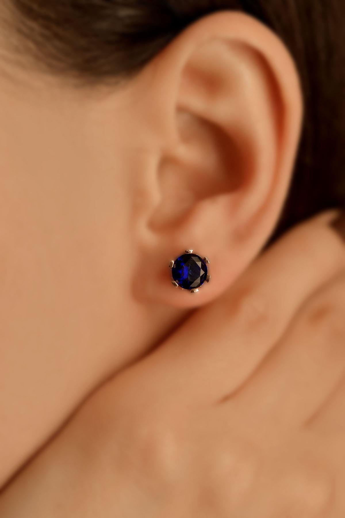 December Blue Topaz Birthstone Solitaire Stud Earrings Rose Gold Plated Silver
