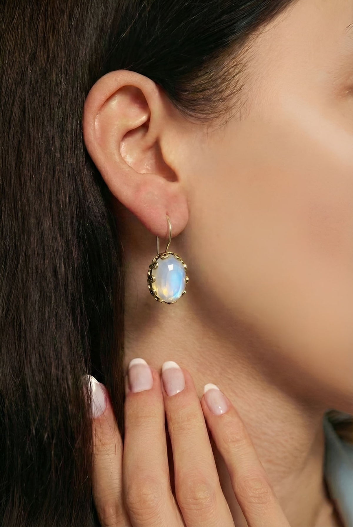 Gilded Moonstone Earrings | 925 Silver