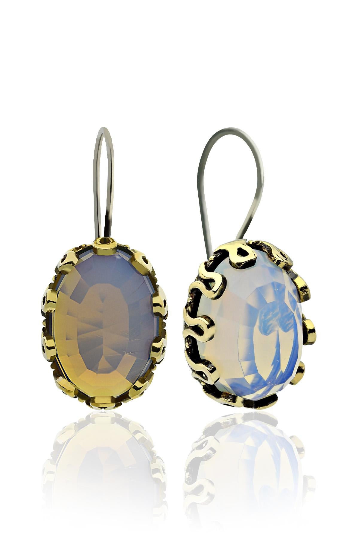 Gilded Moonstone Earrings | 925 Silver