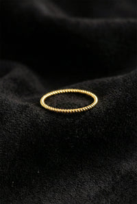 925 Sterling Silver Gold Twisted Rope Ring, Dainty Minimalist Stacking Band for Women
