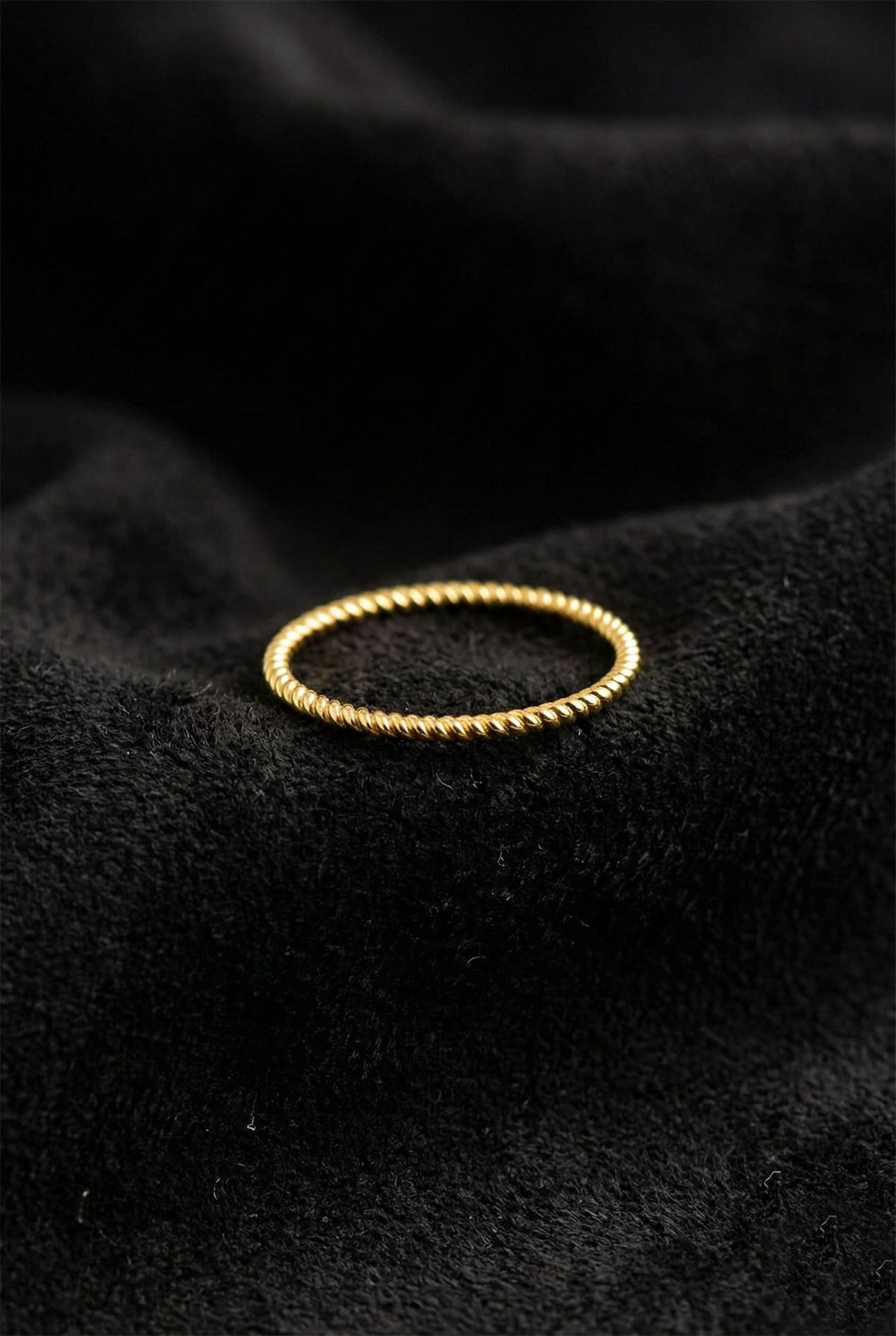 Gold Twisted Rope Ring, Stacking Band in 925 sterling silver
