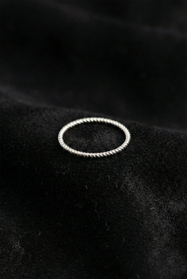 925 Sterling Silver Twisted Rope Ring, Dainty Minimalist Stacking Band for Women