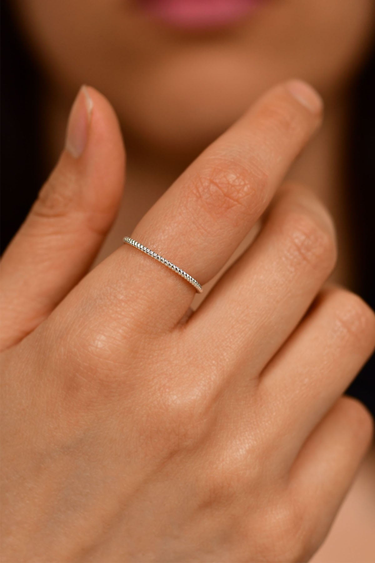 925 Sterling Silver Twisted Rope Ring, Dainty Minimalist Stacking Band for Women