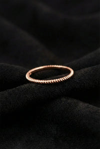 925 Sterling Silver Rose Gold Twisted Rope Ring, Dainty Minimalist Stacking Band for Women