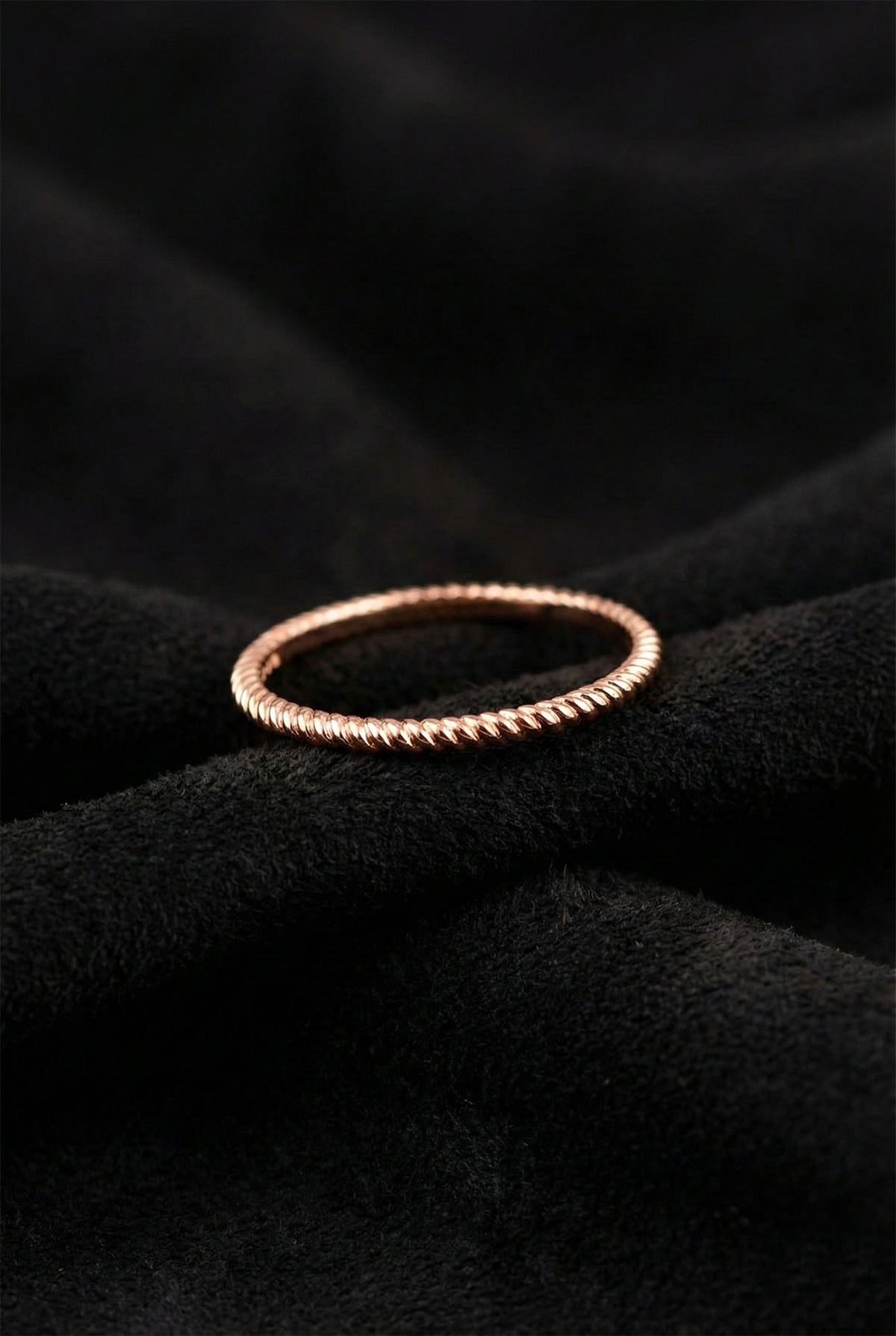 Rose Gold Twisted Rope Ring, Stacking Band in 925 sterling silver