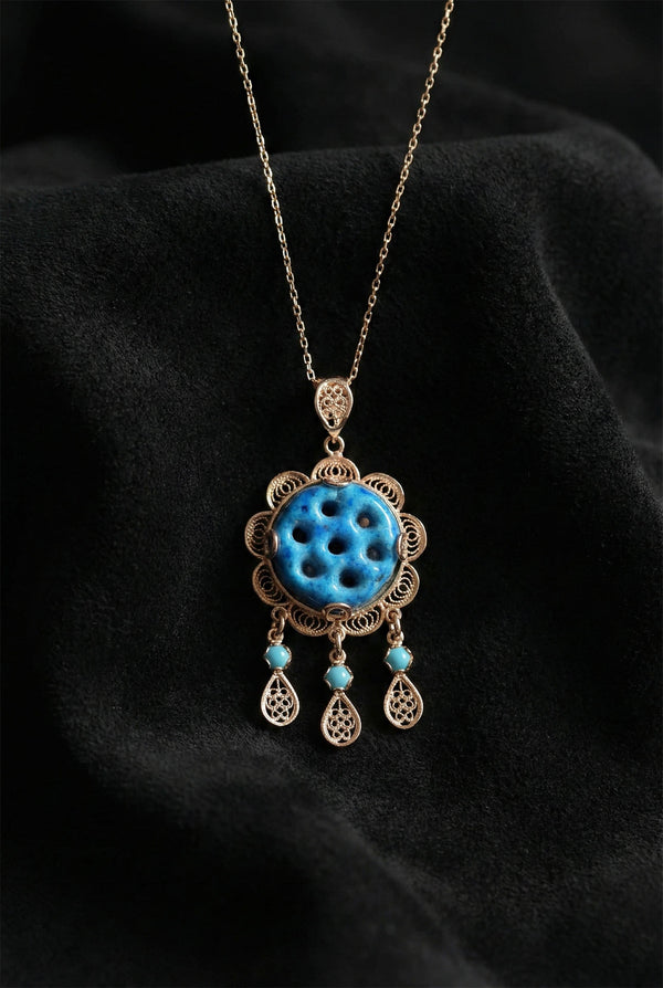Rose Gold Turquoise Seven-Eye Evil Eye Necklace | 925 Silver