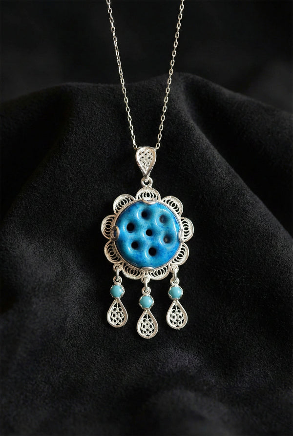 Turquoise Seven-Eye Syriac Evil Eye Necklace | 925 Silver