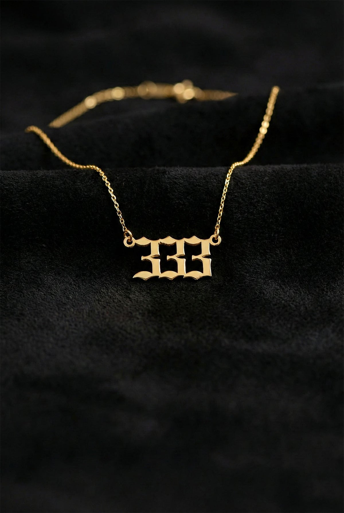Gold Angel Number 333 Support Necklace in 925 sterling silver