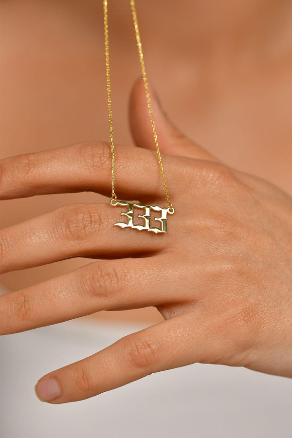 Gold 333 Angel Number Silver Support Necklace