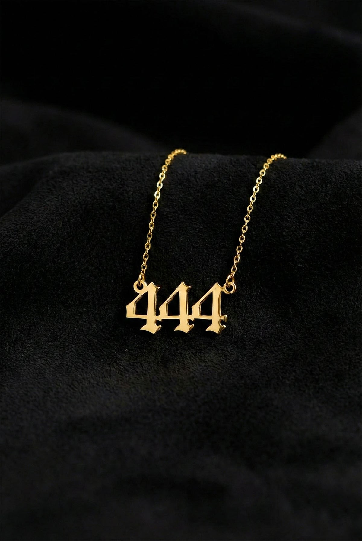 Gold 444 Angel Number Protection Necklace in 925 sterling silver