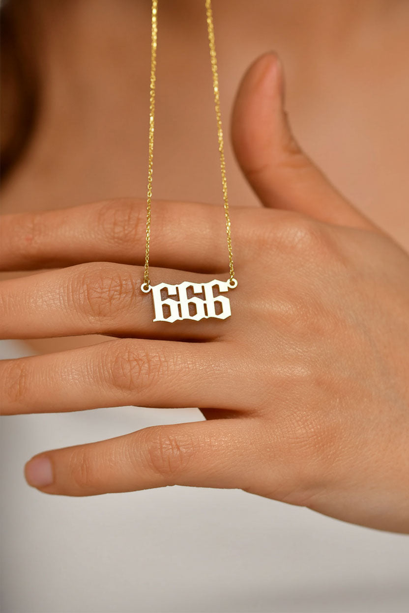 Gold Angel Number 666 Focus Necklace | 925 Silver