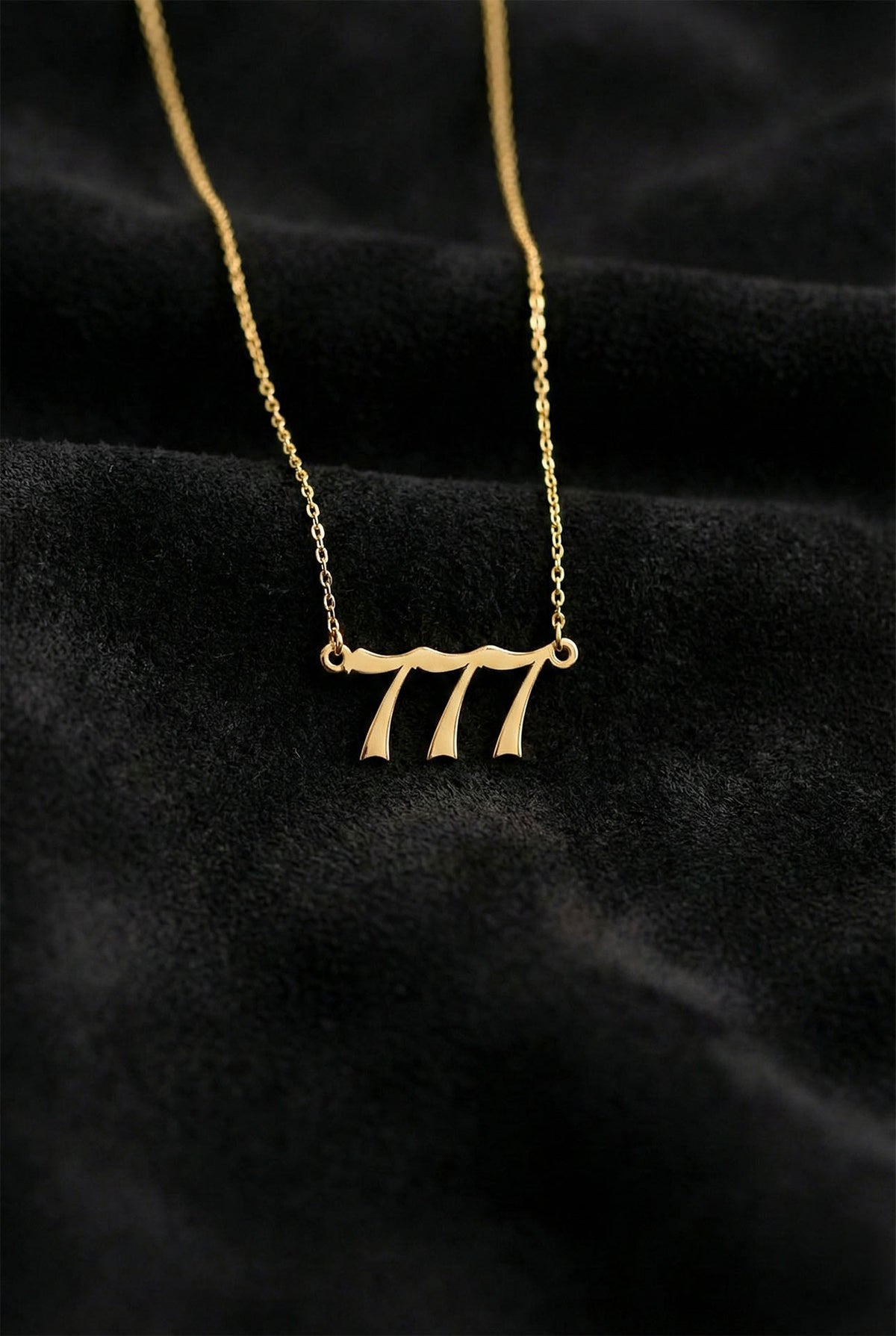 Gold Angel Number 777 Luck Necklace in 925 sterling silver
