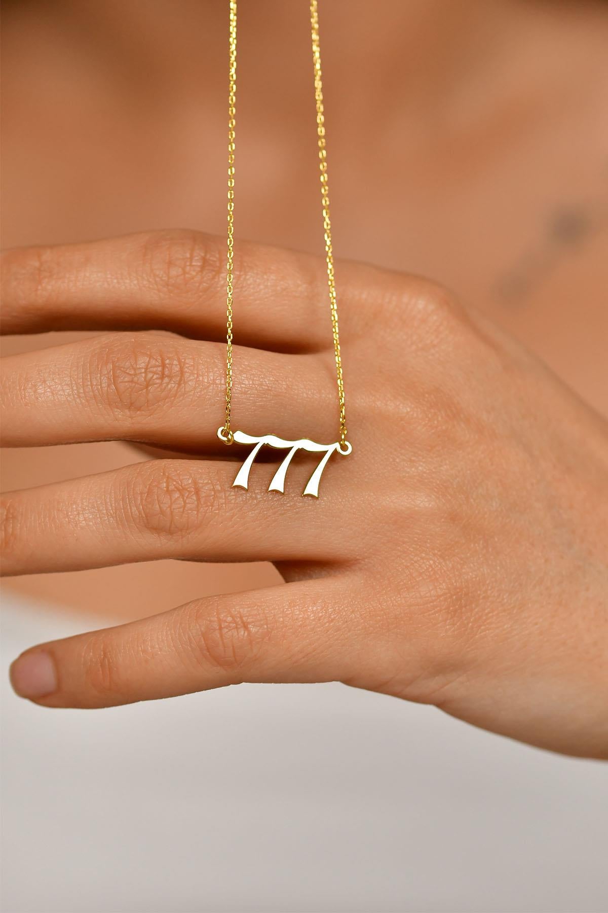 Gold 777 Angel Number Silver Lucky Necklace