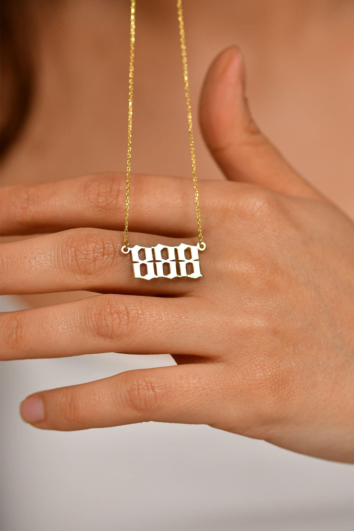 Gold 888 Angel Number Silver Balance Necklace