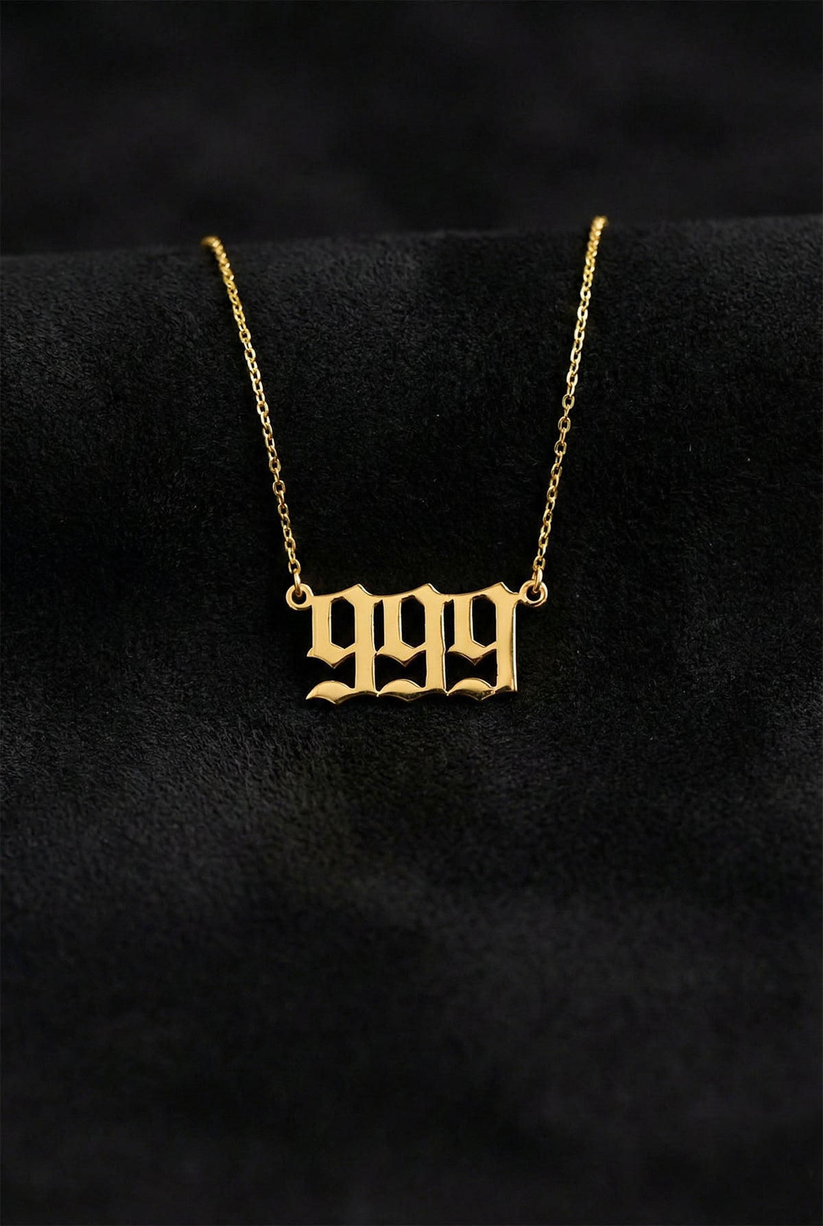 Gold Angel Number 999 Completion Necklace in 925 sterling silver