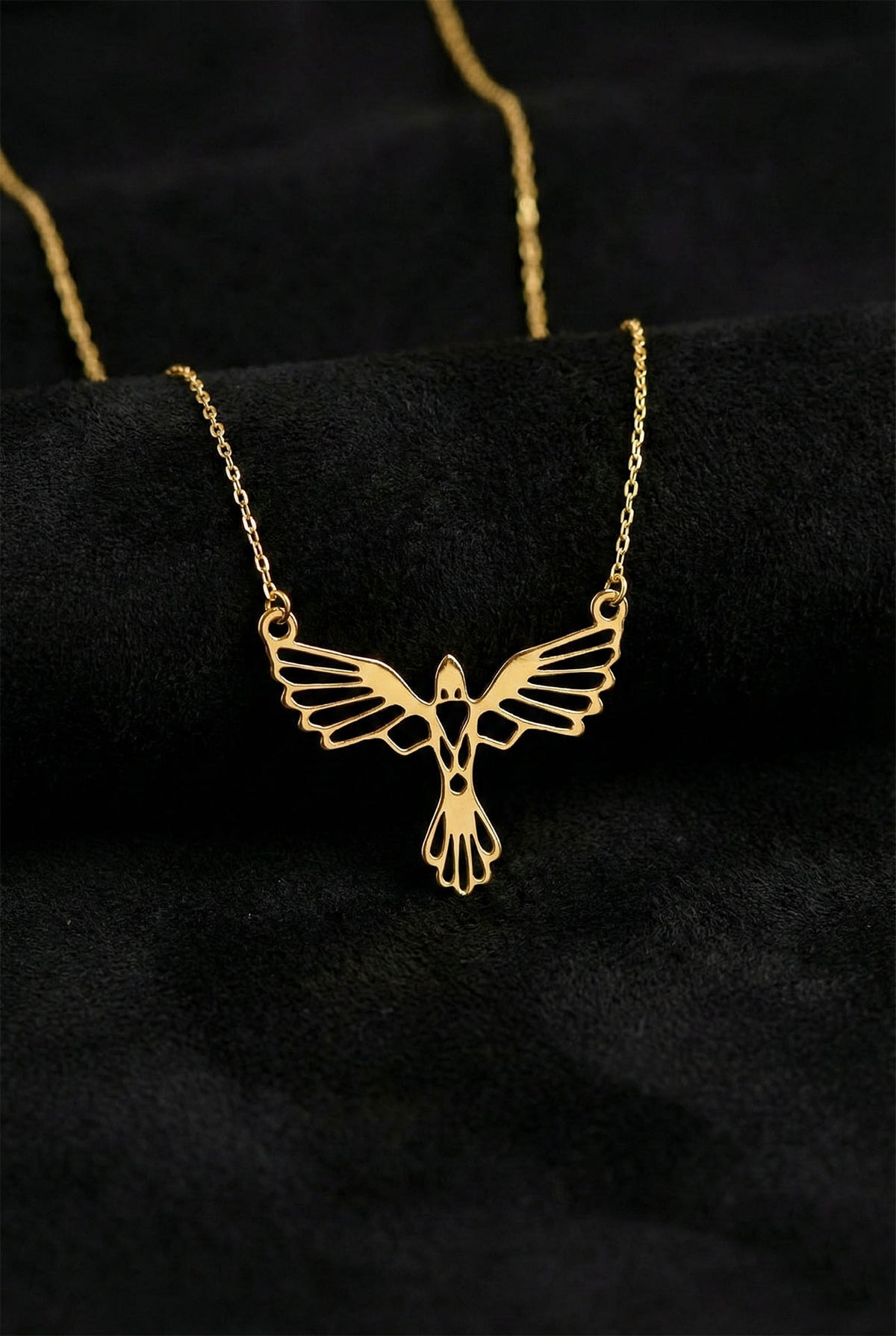 Gold Plated Phoenix Bird Pendant Necklace in 925 sterling silver