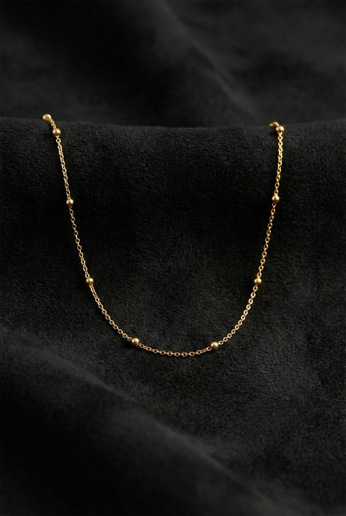 Gold Italian Dorika Bead Chain Necklace in 925 sterling silver