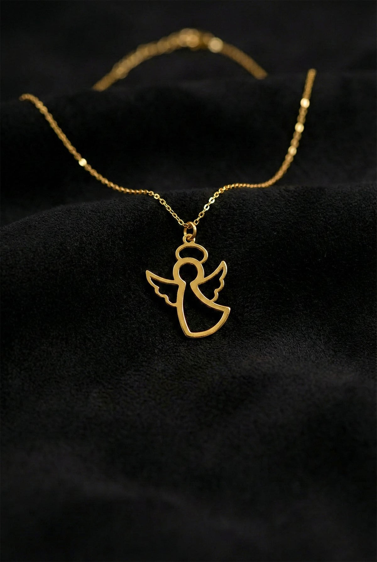 Gold Angel Pendant Guardian Charm Necklace in 925 sterling silver