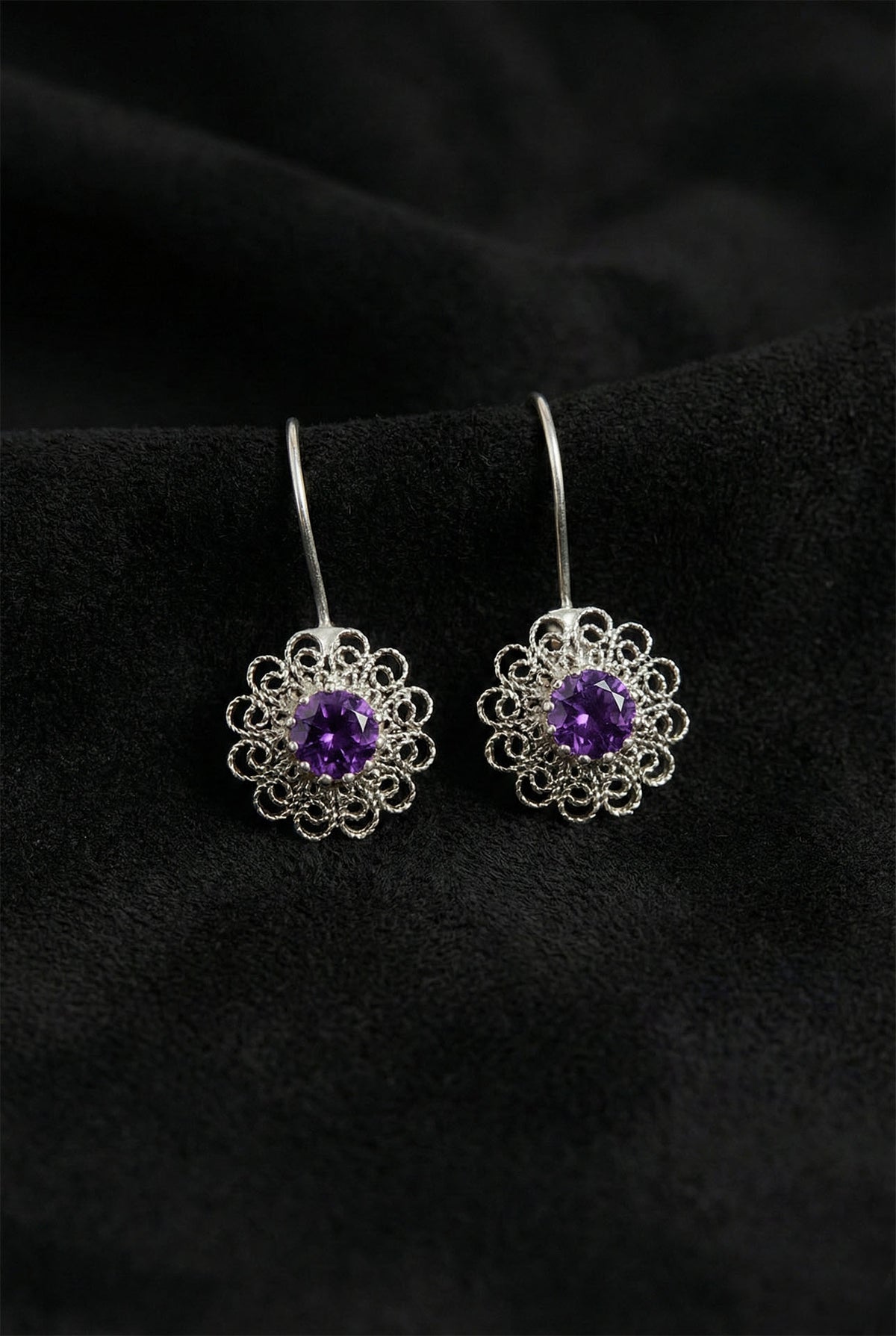 June Alexandrite Birthstone Flower Drops in 925 sterling silver
