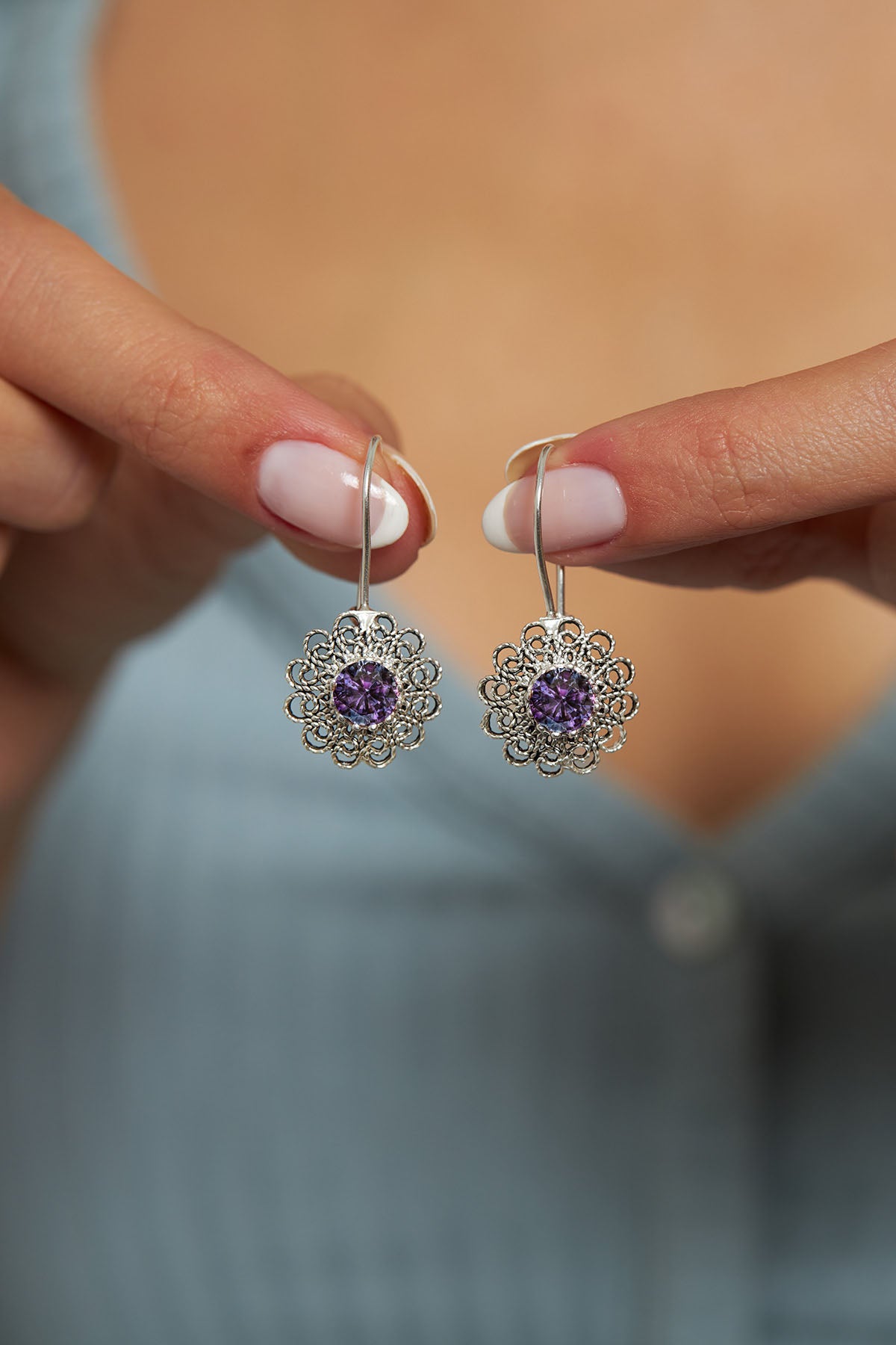 June Alexandrit Birthstone Flower Drops | 925 Silver